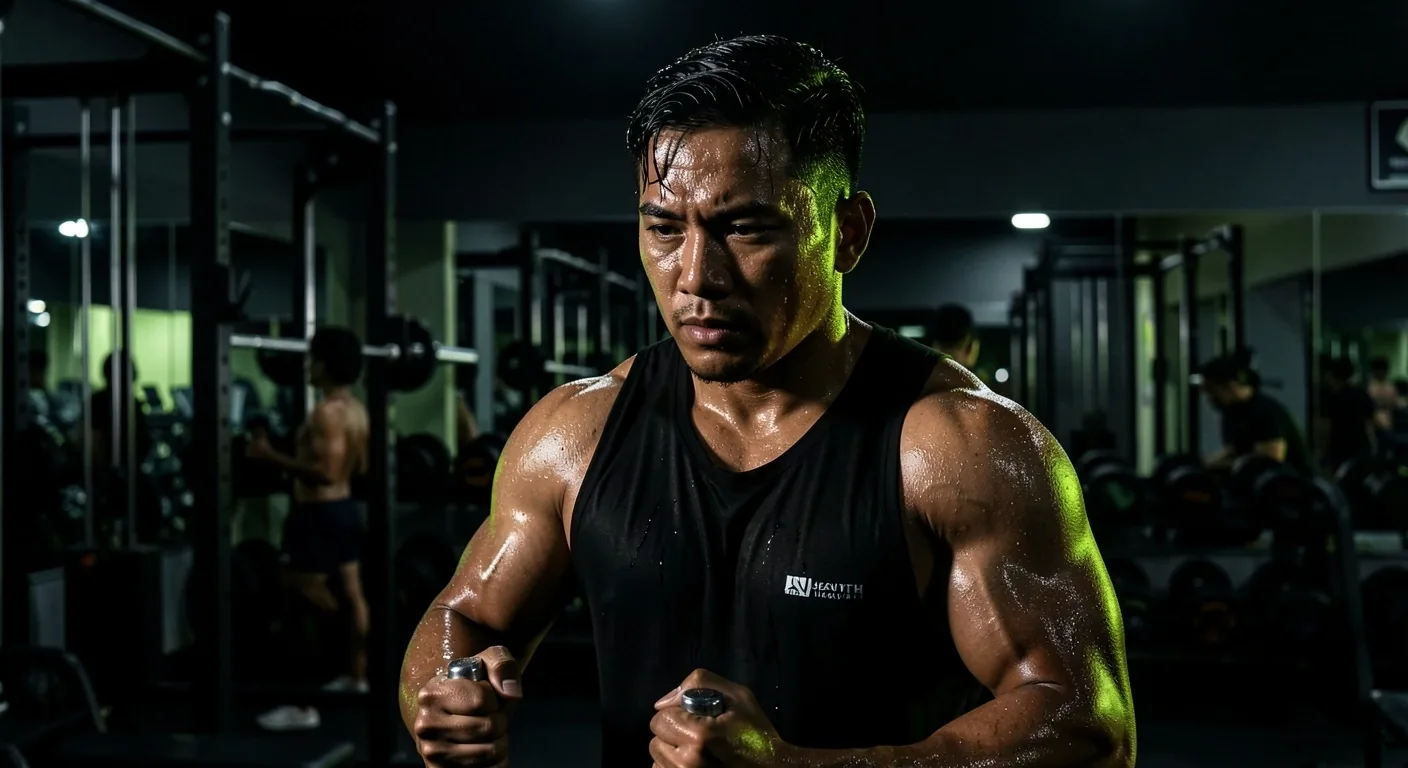 Athletic man training in modern conditioning facility